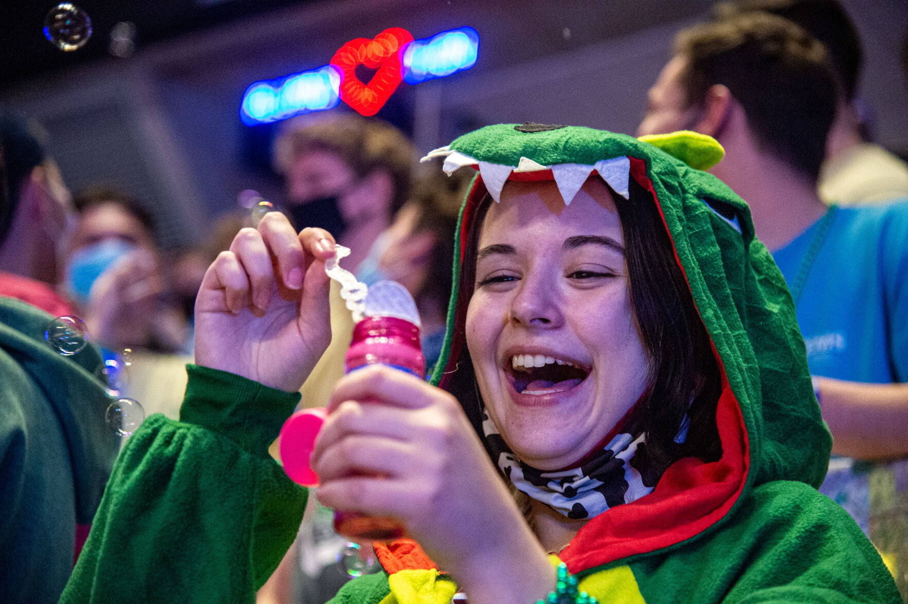 THON 2022, Grace Roti laughs blowing bubbles